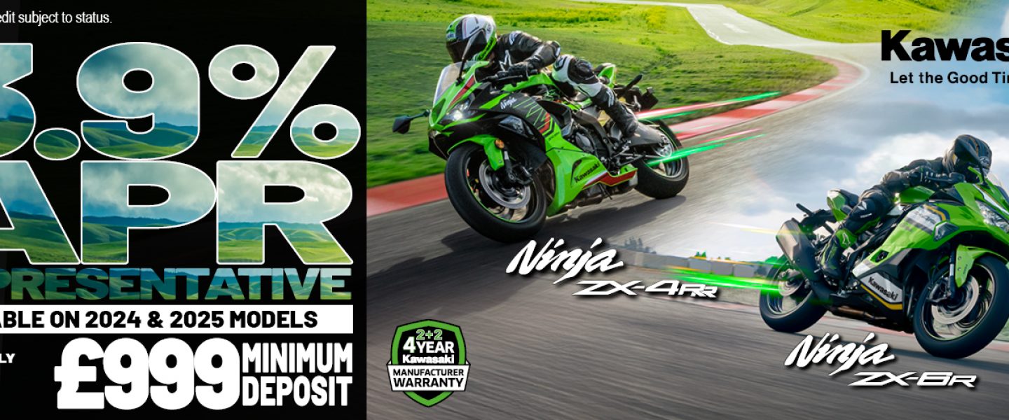 Ninja ZX-4RR and Ninja ZX-6R now available with 3.9% HP and 4.9% PCP APR Representative